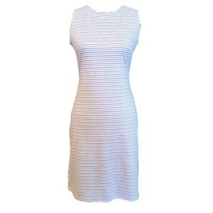 J. McLaughlin Sophia Dress Stripes White Gray Black Medium